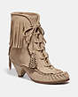COACH®,FRINGE BOOT,Suede,LIGHT TAN,Front View
