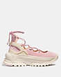 COACH®,LACE UP BALLERINA SNEAKER,Suede,Blossom,Angle View