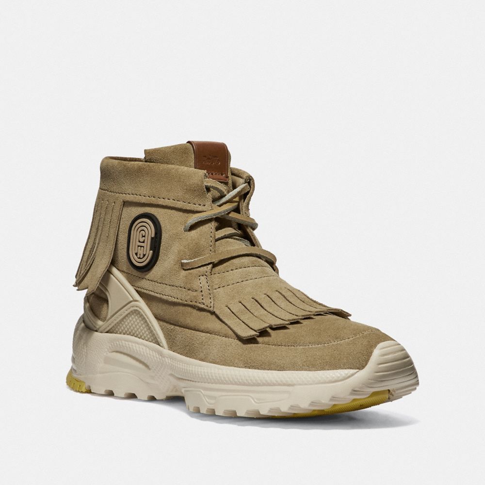 COACH®,Fringe Moccasin Sneaker With Coach Patch,,Front View