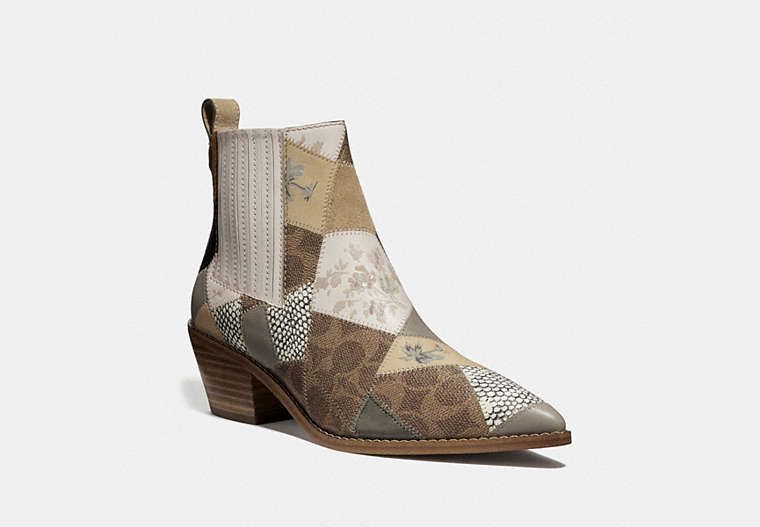 COACH®,MELODY BOOTIE,Mixed Material,TAN MULTI,Front View