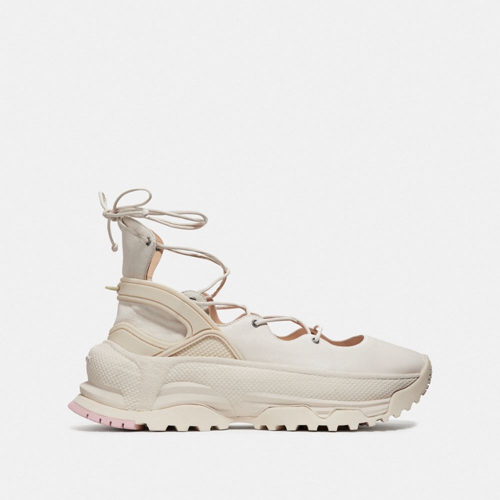 COACH®,Lace Up Ballerina Sneaker,,Angle View
