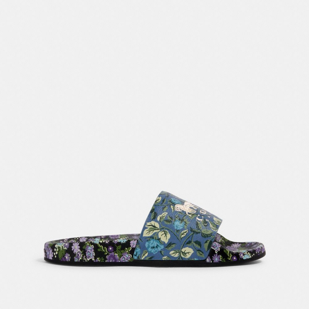 かわいいイラスト☆【COACH】Udele スライドサンダル 苺LOVE♪ COACH® Outlet | Udele Sport Slide With Sleeping Rose Print