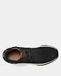 COACH®,C243 MOCCASIN SNEAKER WITH COACH PATCH,Leather,Black,Inside View,Top View