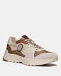 COACH®,C143 RUNNER WITH COACH PATCH,Mixed Material,Khaki Chalk,Front View