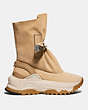 COACH®,TOGGLE SNEAKER BOOT,Suede,LIGHT TAN,Angle View