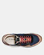 COACH®,C143 RUNNER WITH COACH PATCH,Coated Canvas,Blue/Multi,Inside View,Top View