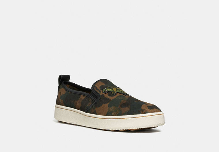 COACH®,C115 SLIP ON SNEAKER WITH CAMO PRINT,Mixed Material,WILD BEAST,Front View