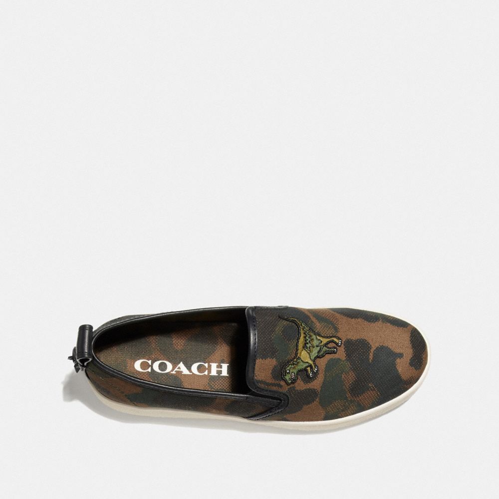 COACH®,C115 SLIP ON SNEAKER WITH CAMO PRINT,Mixed Material,WILD BEAST,Inside View,Top View