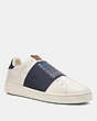 COACH®,C101 BANDED STRAP SNEAKER,Leather,NAVY,Front View