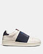COACH®,C101 BANDED STRAP SNEAKER,Leather,NAVY,Angle View