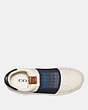 COACH®,C101 BANDED STRAP SNEAKER,Leather,NAVY,Inside View,Top View