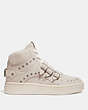 COACH®,C219 HIGH TOP SNEAKER,Suede,Chalk,Angle View