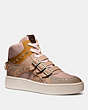 COACH®,C219 HIGH TOP SNEAKER,Suede,Oat/Beechwood/Pale Blush,Front View