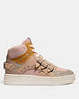 COACH®,C219 HIGH TOP SNEAKER,Suede,Oat/Beechwood/Pale Blush,Angle View