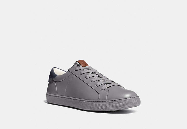 COACH®,C126 LOW TOP SNEAKER,Leather,Heather Grey Midnight Navy,Front View