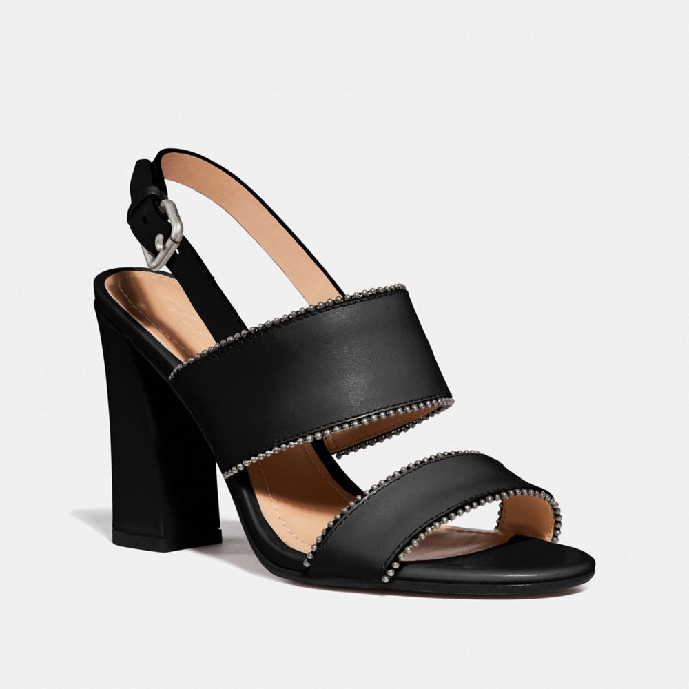 COACH®,RYLIE SANDAL,Leather,Black,Front View