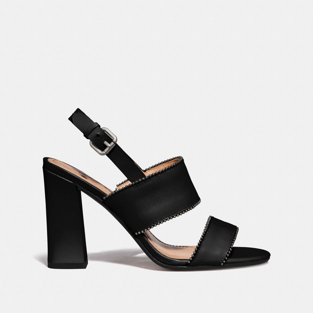 COACH®,RYLIE SANDAL,Leather,Black,Angle View