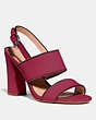 COACH®,RYLIE SANDAL,Leather,Bright Cherry,Front View