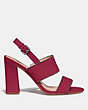 COACH®,RYLIE SANDAL,Leather,Bright Cherry,Angle View