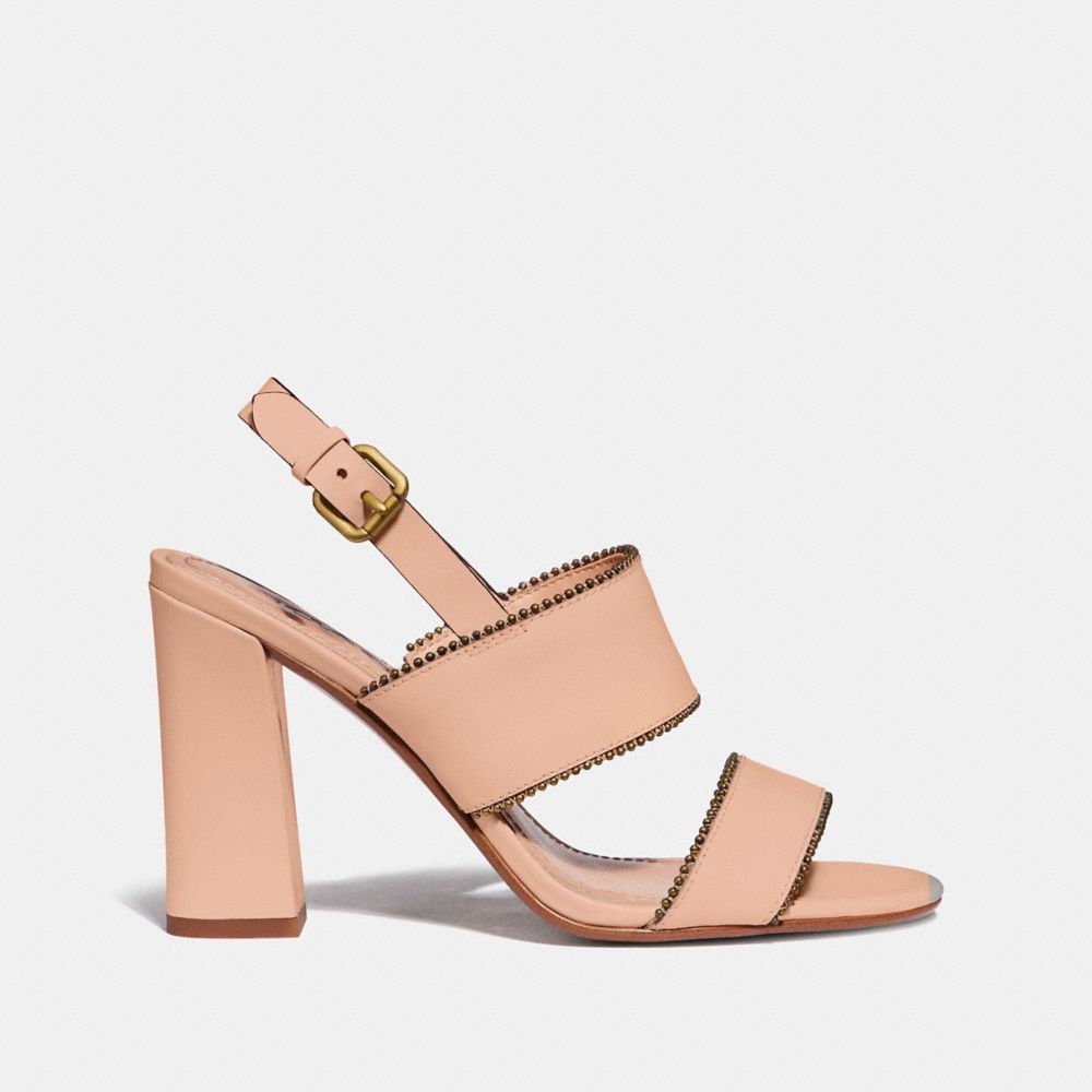 COACH®,RYLIE SANDAL,Leather,Beechwood,Angle View