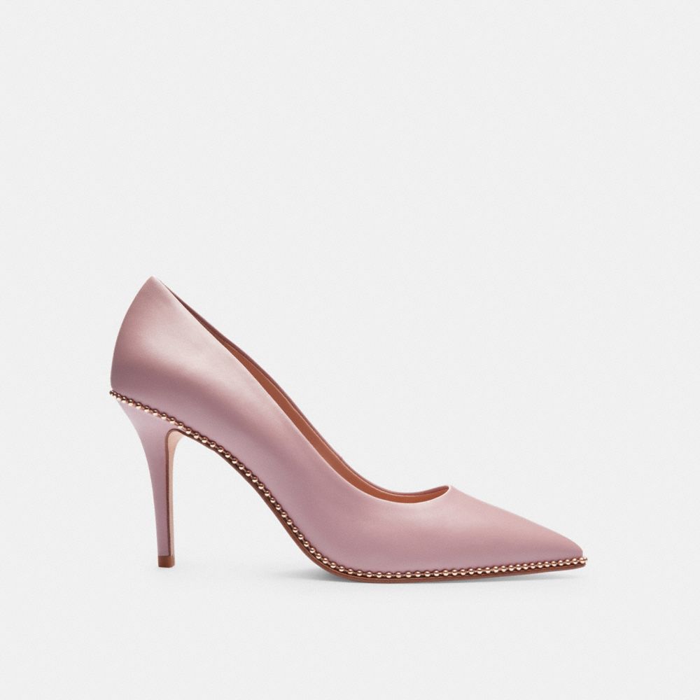 COACH®,WAVERLY PUMP,Leather,Light Rose,Angle View