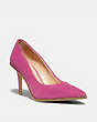 COACH®,WAVERLY PUMP,Suede,Bright Tulip,Front View