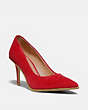 COACH®,WAVERLY PUMP,Suede,Electric Red,Front View