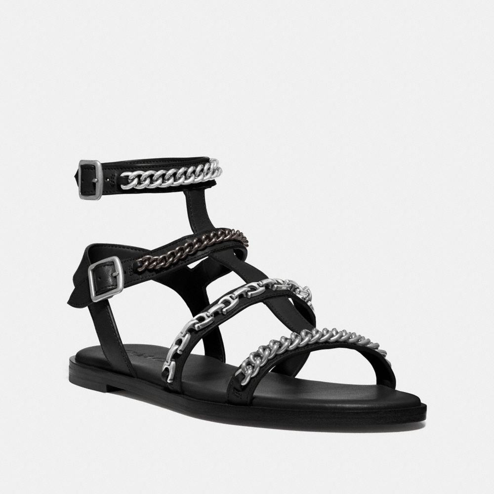 COACH®,HADDIE GLADIATOR SANDAL,Leather,Black,Front View