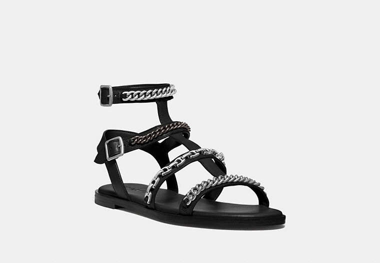 COACH®,HADDIE GLADIATOR SANDAL,Leather,Black,Front View