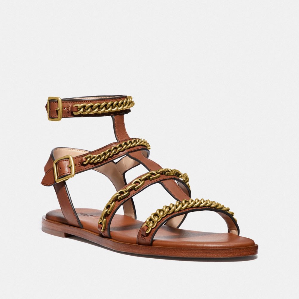 COACH®,HADDIE GLADIATOR SANDAL,Leather,Saddle,Front View image number 0