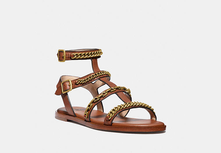 COACH®,HADDIE GLADIATOR SANDAL,Leather,Saddle,Front View