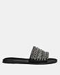 COACH®,HAYDEN FLAT SANDAL,Leather,Black,Angle View