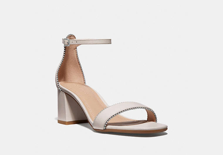 COACH®,MADDIE SANDAL,Leather,Chalk,Front View