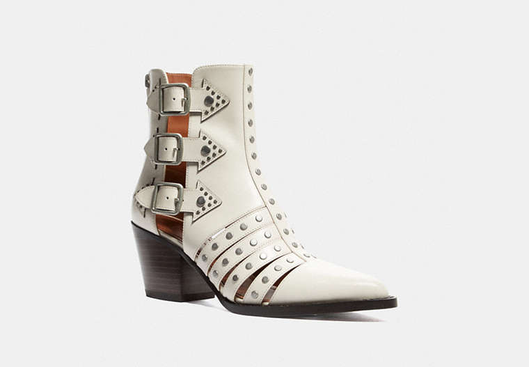 COACH®,PHEOBE BOOTIE,Leather,Chalk,Front View