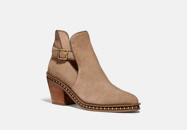 COACH®,PIPA BOOTIE,Suede,Oat,Front View image number 0