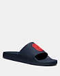 COACH®,SLIDE WITH COACH PATCH,Mixed Material,NAVY,Front View