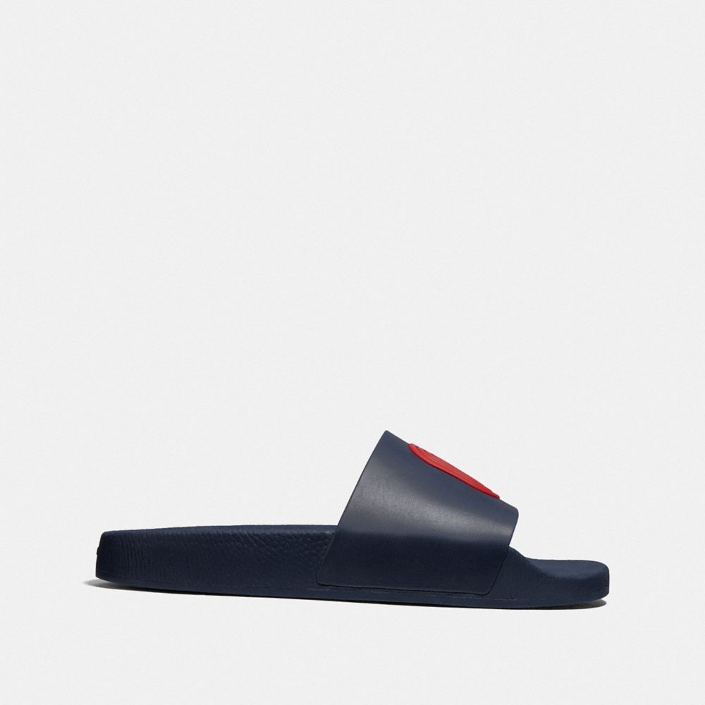 COACH®,SLIDE WITH COACH PATCH,Mixed Material,NAVY,Angle View