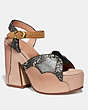 COACH®,PLATFORM SANDAL IN SNAKESKIN,Mixed Material,Beechwood/Nude Pink/Chalk,Front View