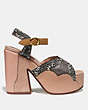 COACH®,PLATFORM SANDAL IN SNAKESKIN,Mixed Material,Beechwood/Nude Pink/Chalk,Angle View