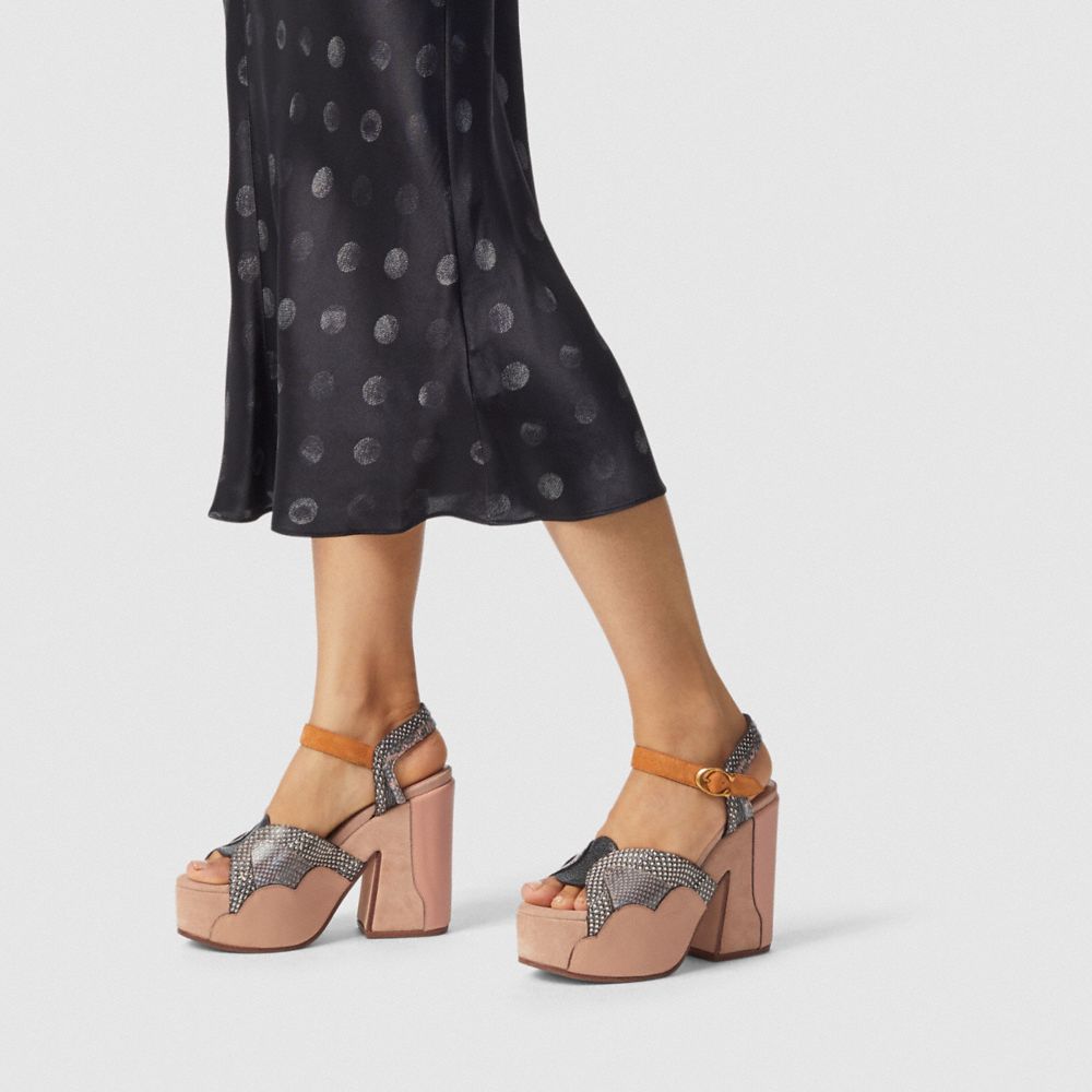 COACH®,Platform Sandal In Snakeskin,,Detail View