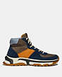 COACH®,C250 HIKER BOOT,Mixed Material,BLUE/YELLOW,Angle View