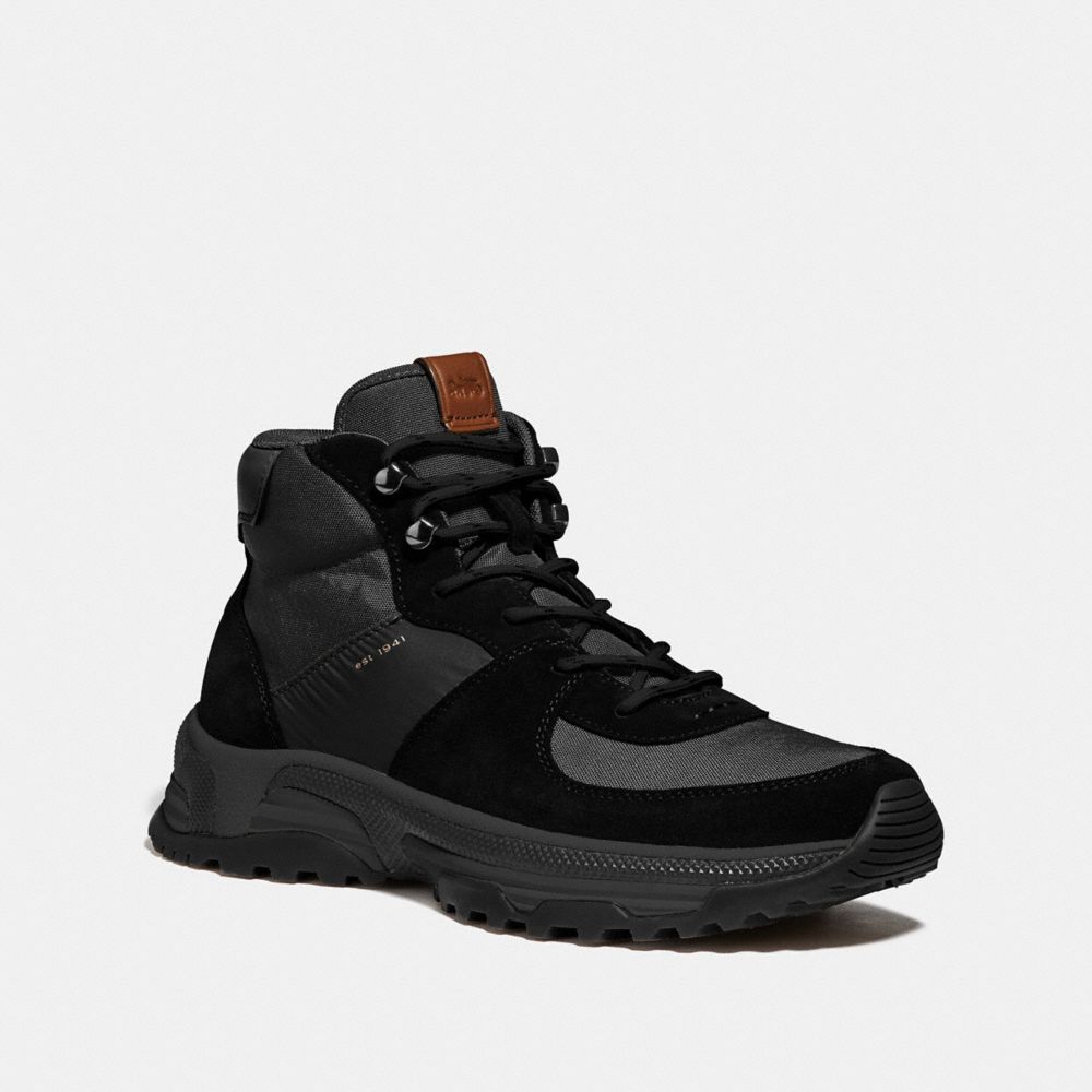 COACH®,C250 HIKER BOOT,Mixed Material,Black,Front View