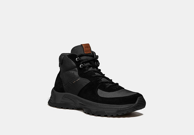COACH®,C250 HIKER BOOT,Mixed Material,Black,Front View