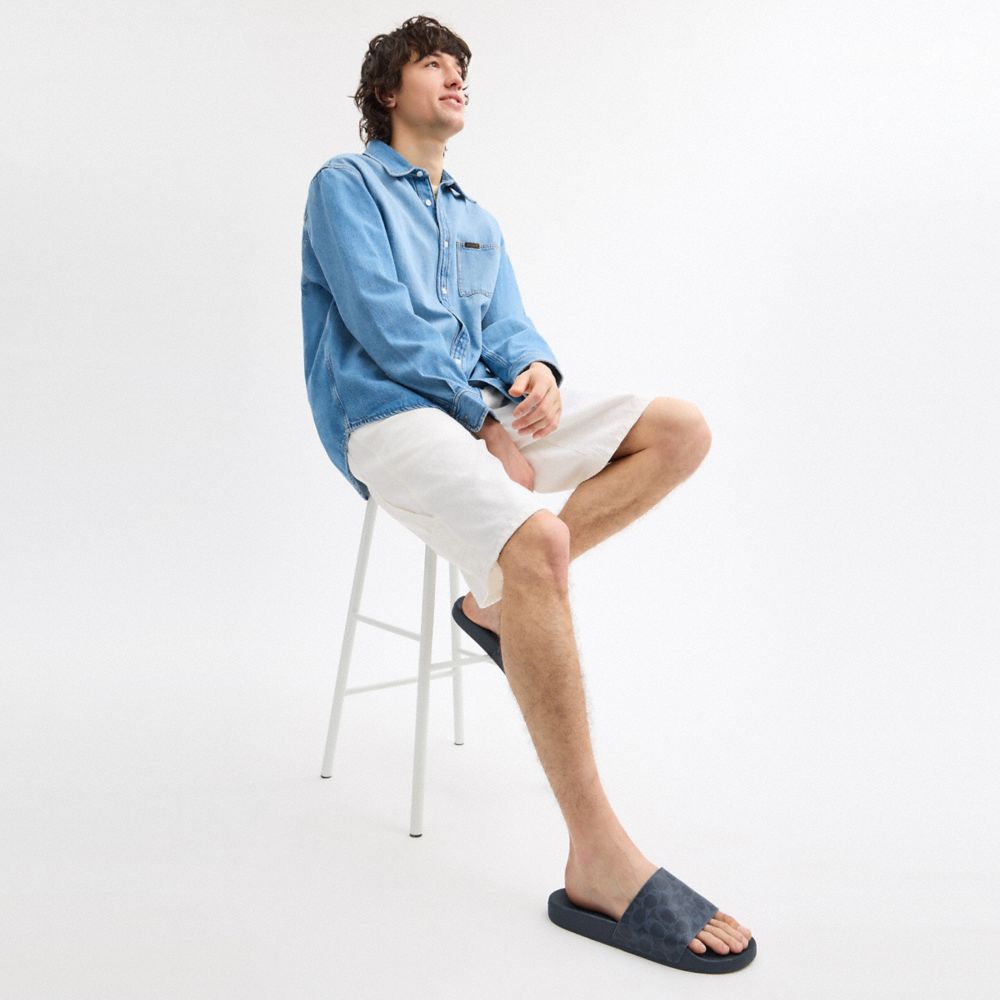 COACH®,Slide,Canvas,Rubber,Mesh,Slides,Traction,Casual,,Detail View