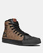 COACH®,C211 HIGH TOP WITH REXY BY GUANG YU,Coated Canvas,Tan/Black,Front View