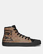 COACH®,C211 HIGH TOP WITH REXY BY GUANG YU,Coated Canvas,Tan/Black,Angle View
