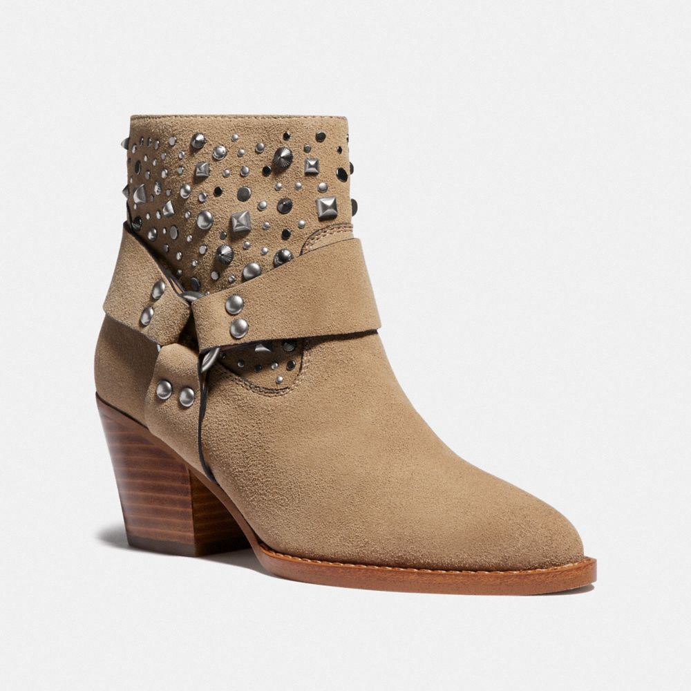 COACH®,PIA WESTERN BOOTIE,Suede,Oat,Front View