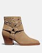 COACH®,PIA WESTERN BOOTIE,Suede,Oat,Angle View