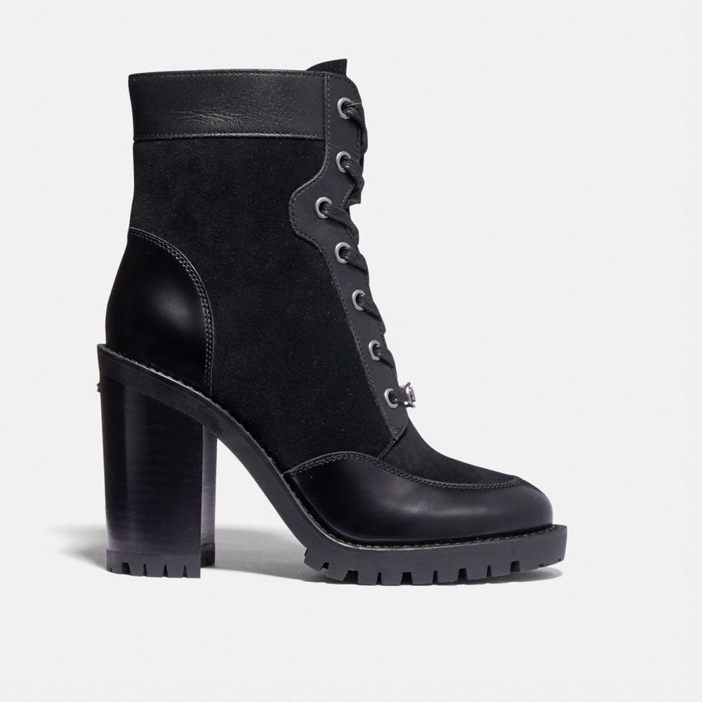 COACH®,HEDY BOOTIE,mixedmaterial,Black,Angle View