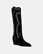 COACH®,PAYTON WESTERN BOOT,Suede,Black,Front View